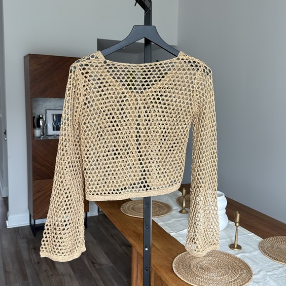 Anthropologie gold sparkly coverup cardigan - Picture 4 of 4